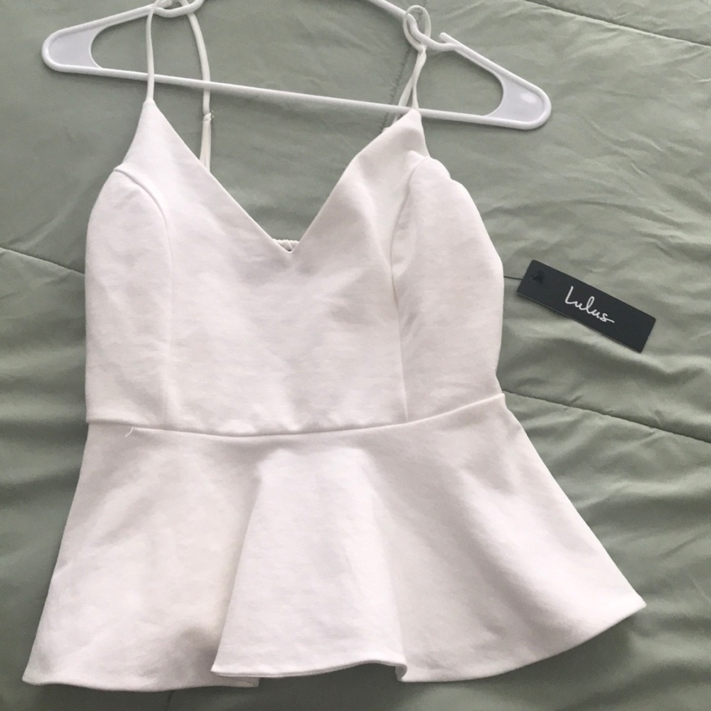 Brook White Sleeveless Peplum Top